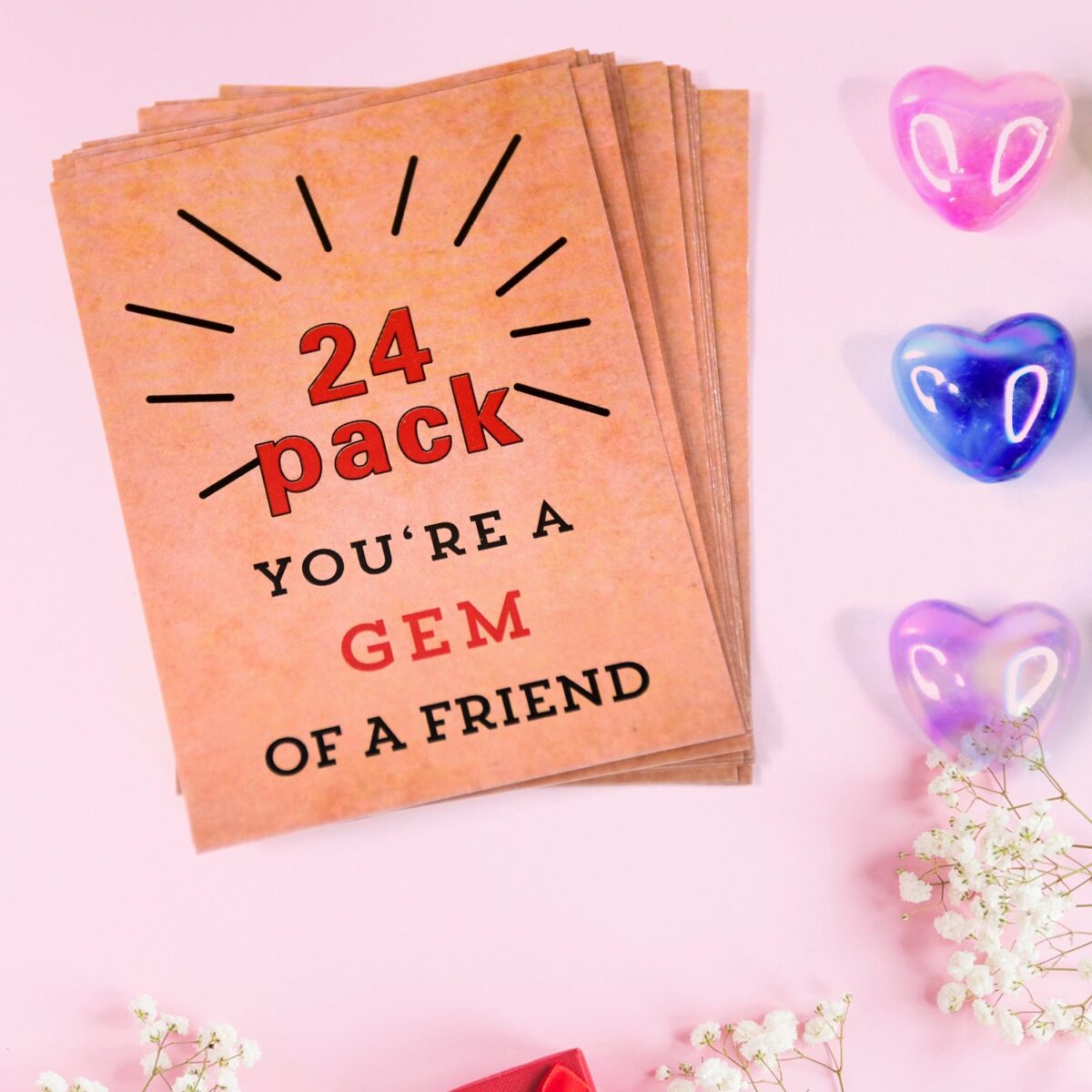 Heart-Shaped Crystal Gem Valentines with Gift Cards (24 Pc) - Image 5