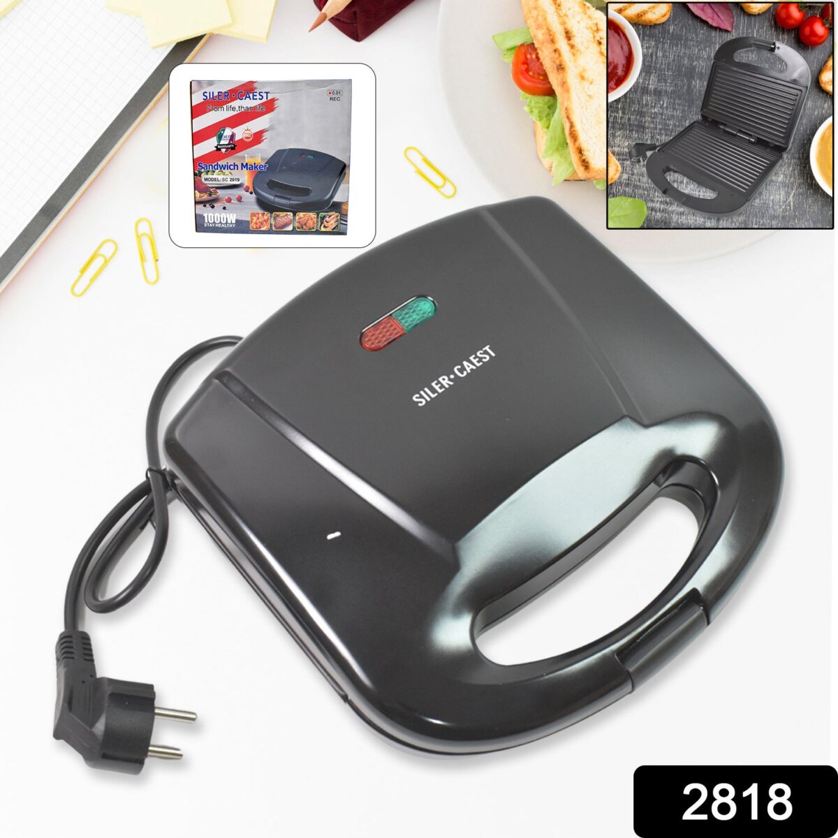 Sandwich Maker Makes Sandwich Non-Stick Plates| Easy to Use with Indicator Lights Sandwich toaster - Image 2