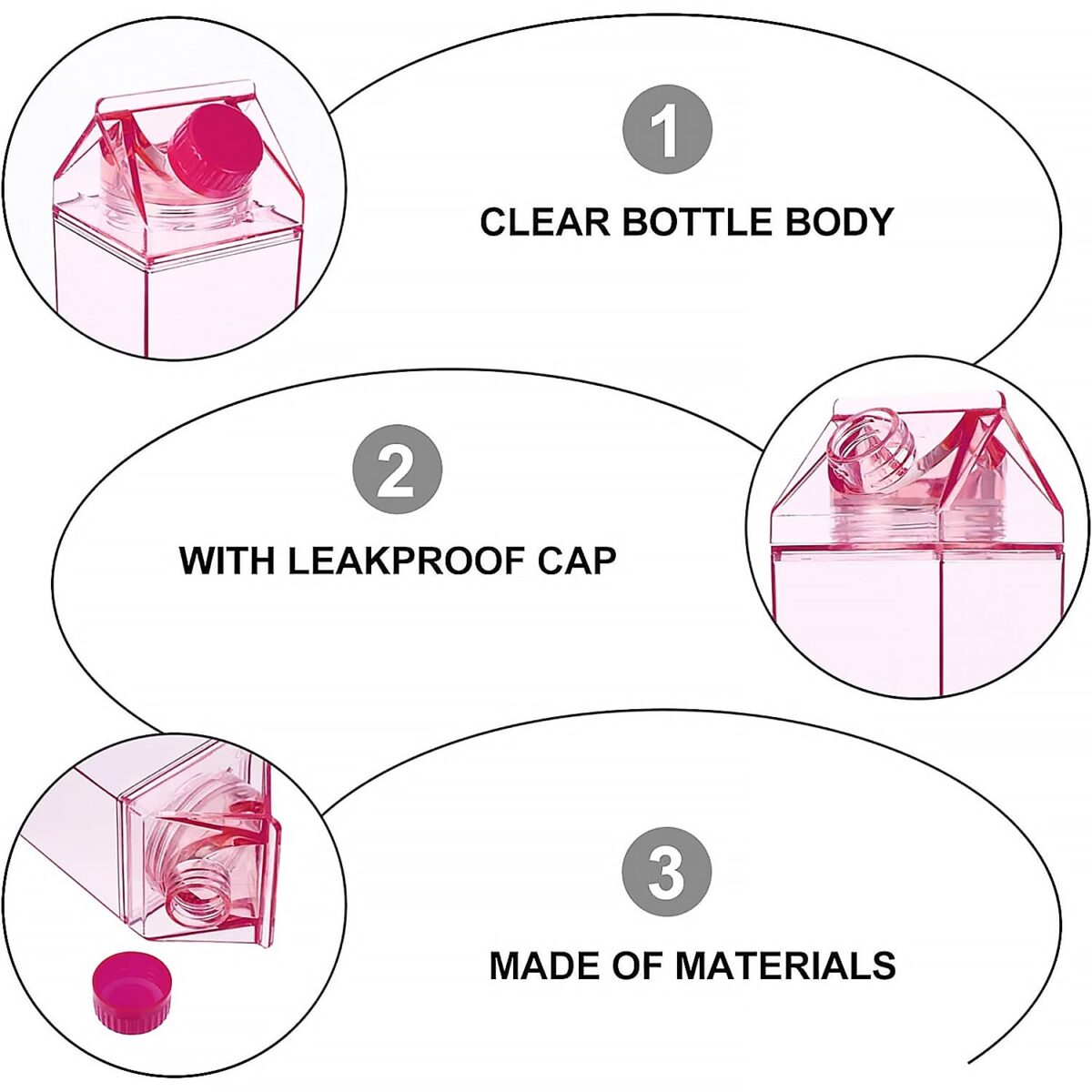 Plastic Milk Carton Colorful Clear Water Bottle, 17 Oz Portable Milk Box Leakproof Square Juice Bottle for Outdoor Sports Travel Camping - Image 8