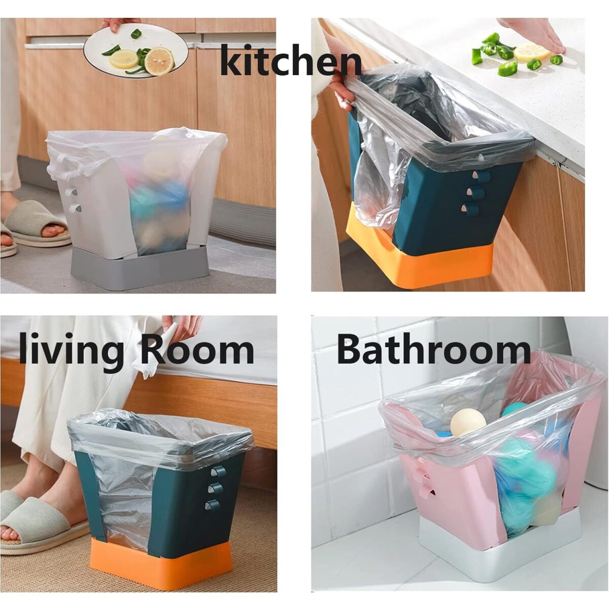 Expandable Trash Can (1 Pc): Plastic, Large Capacity, Kitchen & Bathroom - Image 5