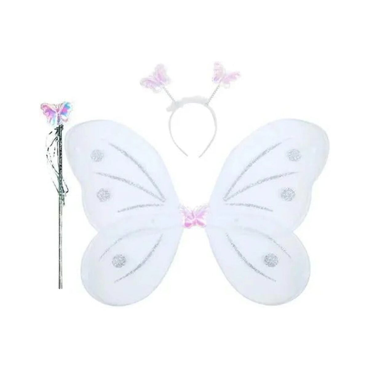 Baby Girl's Fairy Nylon Butterfly Wings Costume Butterfly Fairy Angel Wing| Wand And Hairband Multi- Color For Party (1pc) - Image 3