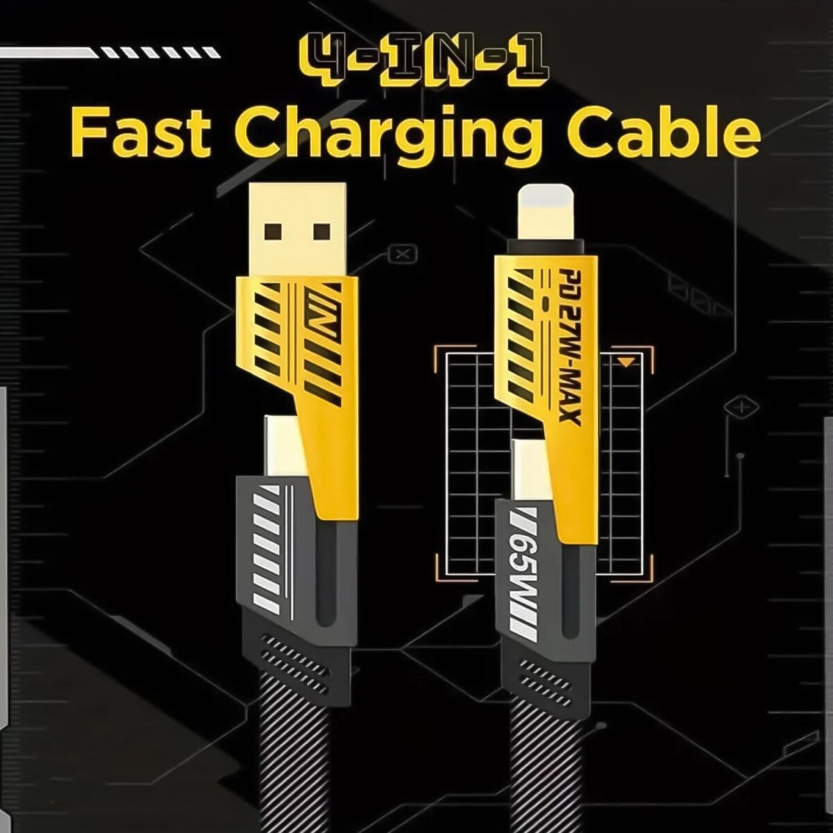 4 in 1 Charging Cable 65W Cable (1 Pc / 1 Mtr.) - Image 3