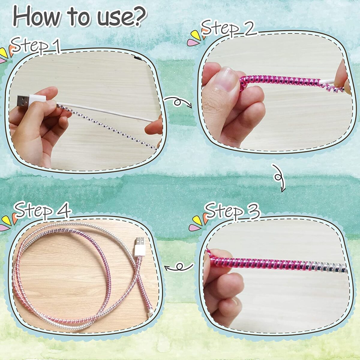 Metallic Cable Protector for Cords & Headphones (Spiral Wrap) - Image 6