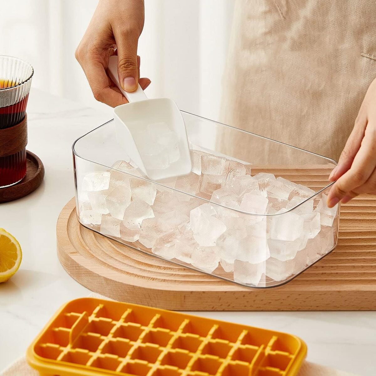Ice Cube Tray with Lid 32 Grid, Storage Box Kitchen Bar Tool (1 Pc) - Image 8