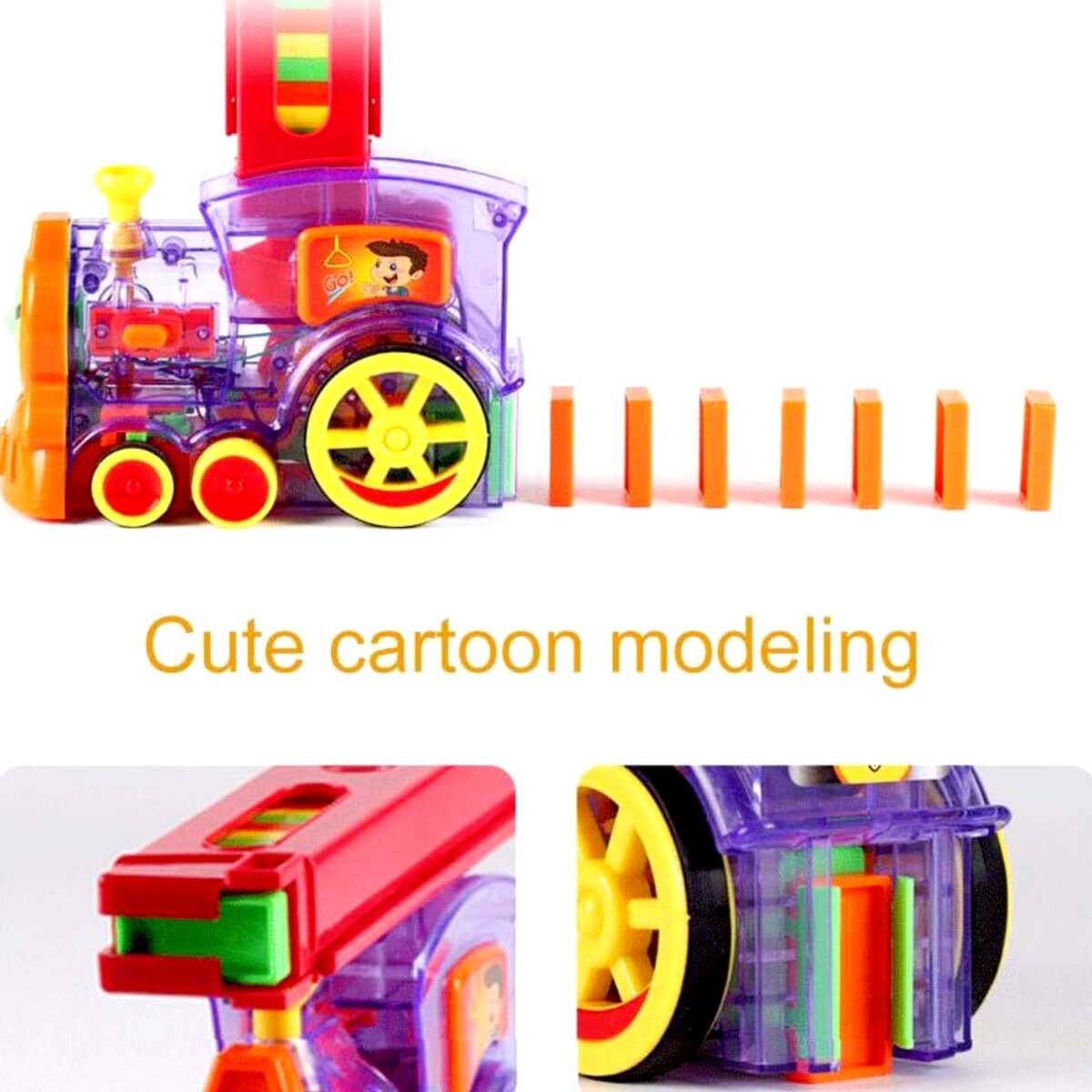 Transparent Funny Train Engine Block Set Ã¢â‚¬â€œ 60-Piece Music & Lights (Batteries Not Included) - Image 5