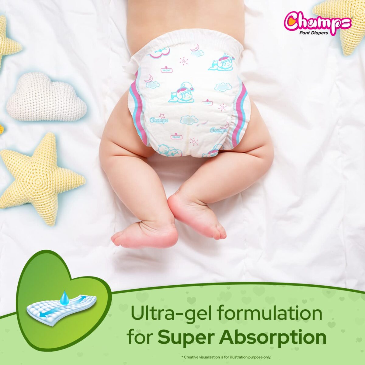 Champs Soft and Dry Baby Diaper Pants  78 Pcs (Small Size  S78) - Image 3