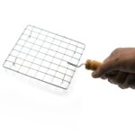 Square Stainless Steel Barbecue Grill with Wooden Handle - Image 4