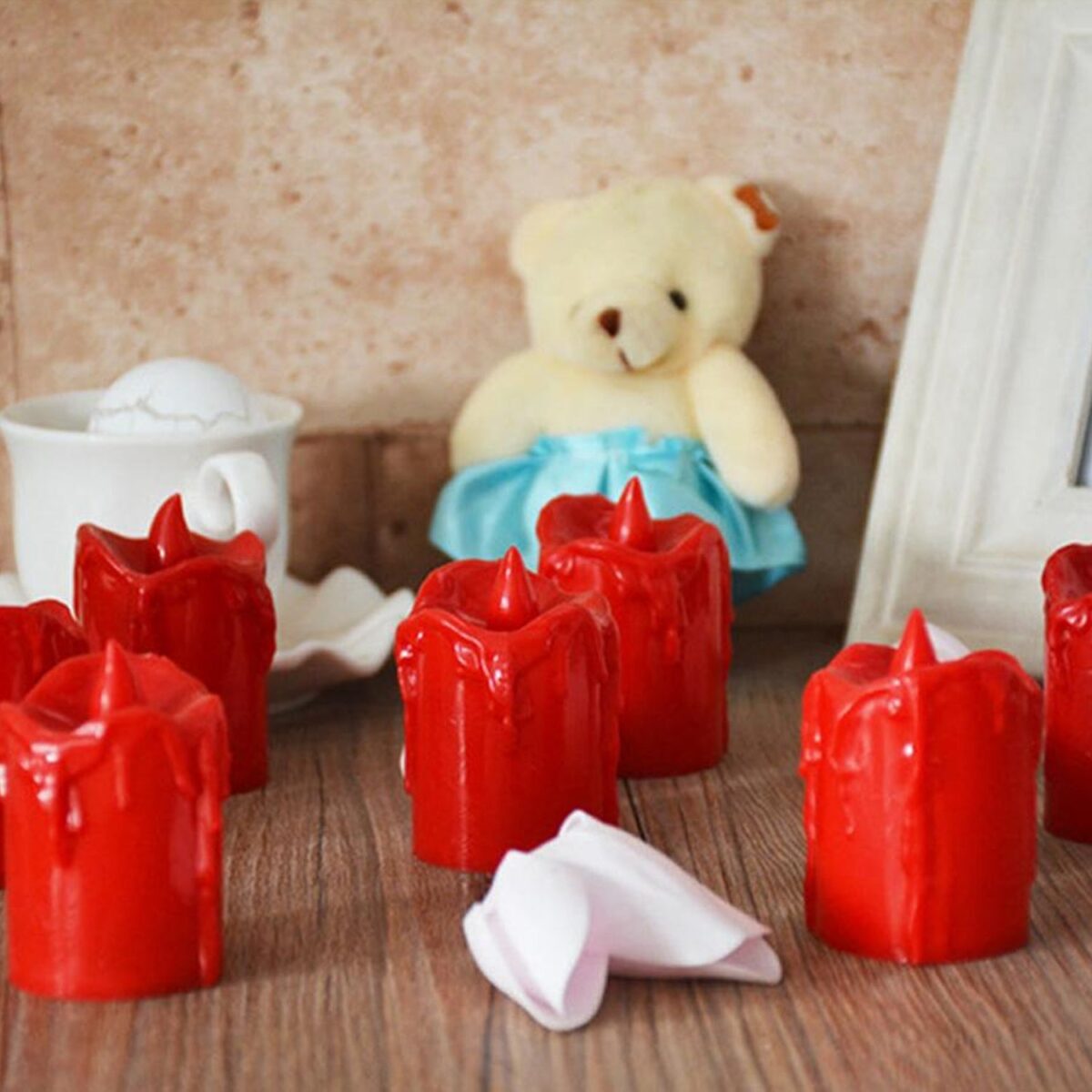 Set of 24 Multicolor Flameless Melted Design Candles for Decoration - Image 5