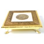 Golden - Square Pooja Chowki Patla / Bajot (20Ã—20 CM / 1 Pc) - Image 5