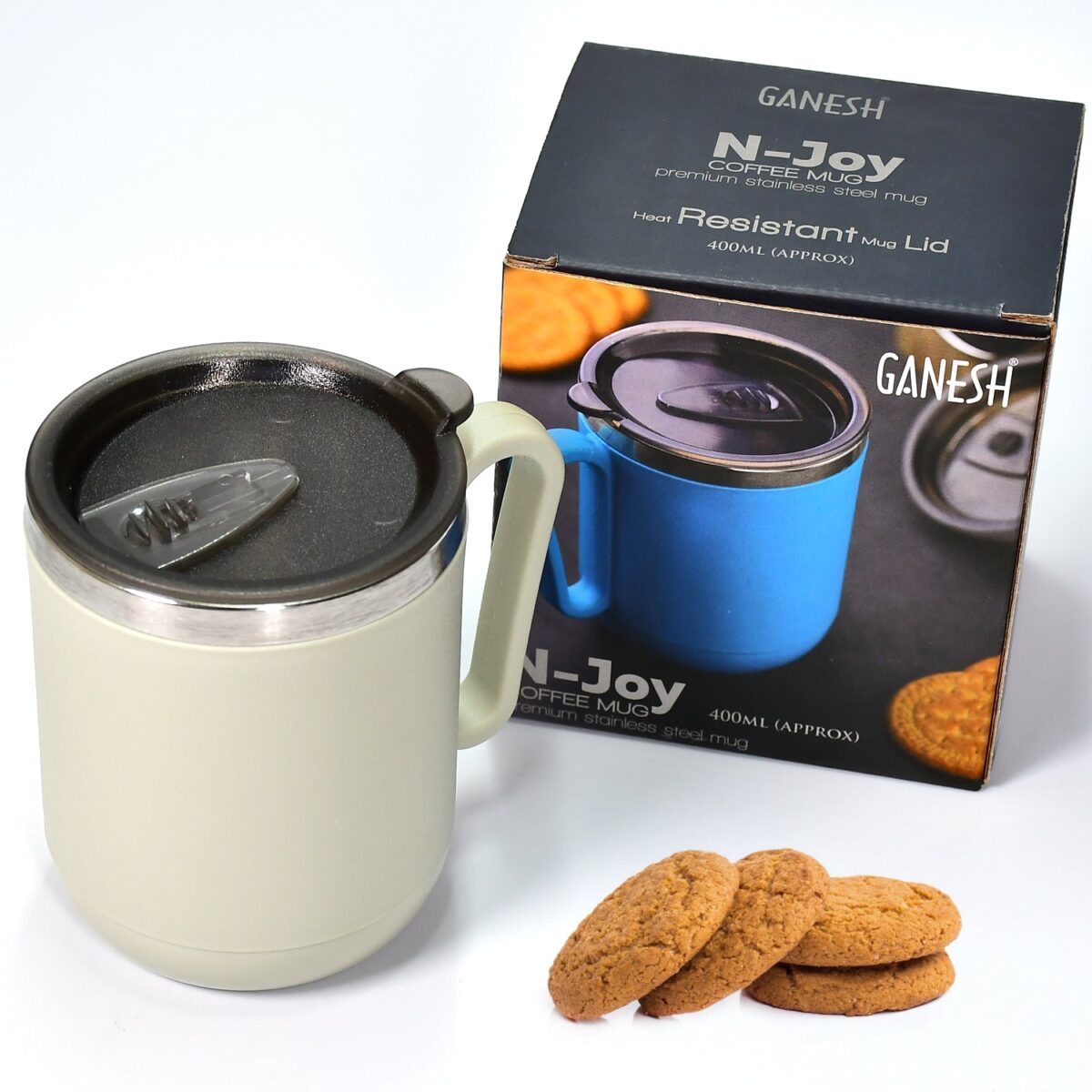 Ganesh Premium Stainless Steel Coffee Mug with heat resistant mug lid. Approx 400Ml mug. - Image 4