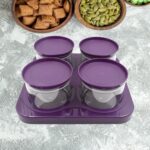 Airtight Plastic 4 Pc Storage Container Set, With Tray Dry Fruit Plastic Storage Container Tray Set With Lid & Serving Tray For Kitchen - Image 4