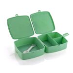 Double-Layer Square Lunch Box with  Spoon , 4 Compartment Tiffin & Push Lock , Plastic Tiffin Box for Travelling, School Kids & Office Exclusive, Home - Image 8