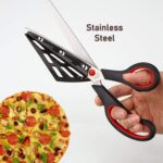 Stainless Steel Pizza Cutter Scissors Plastic Handle with Removable Spatula - Image 3