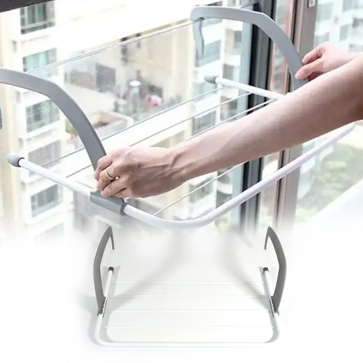 Metal Steel Folding Drying Rack for Clothes Balcony Laundry Hanger for Small Clothes Drying Hanger Metal Clothes Drying Stand, Socks and Plant Storage Holder Outdoor / Indoor Clothes-Towel Drying Rack Hanging on The Door Bathroom - Image 7