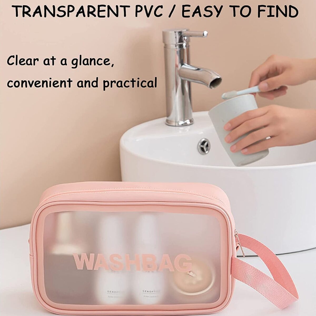 Cosmetic Pouch, Make up Bag for Home & Travel, Toiletry Bag for Cosmetics, Brushes, Accessories Set of 3 Small, Medium & Big - Wash Bag - Image 3