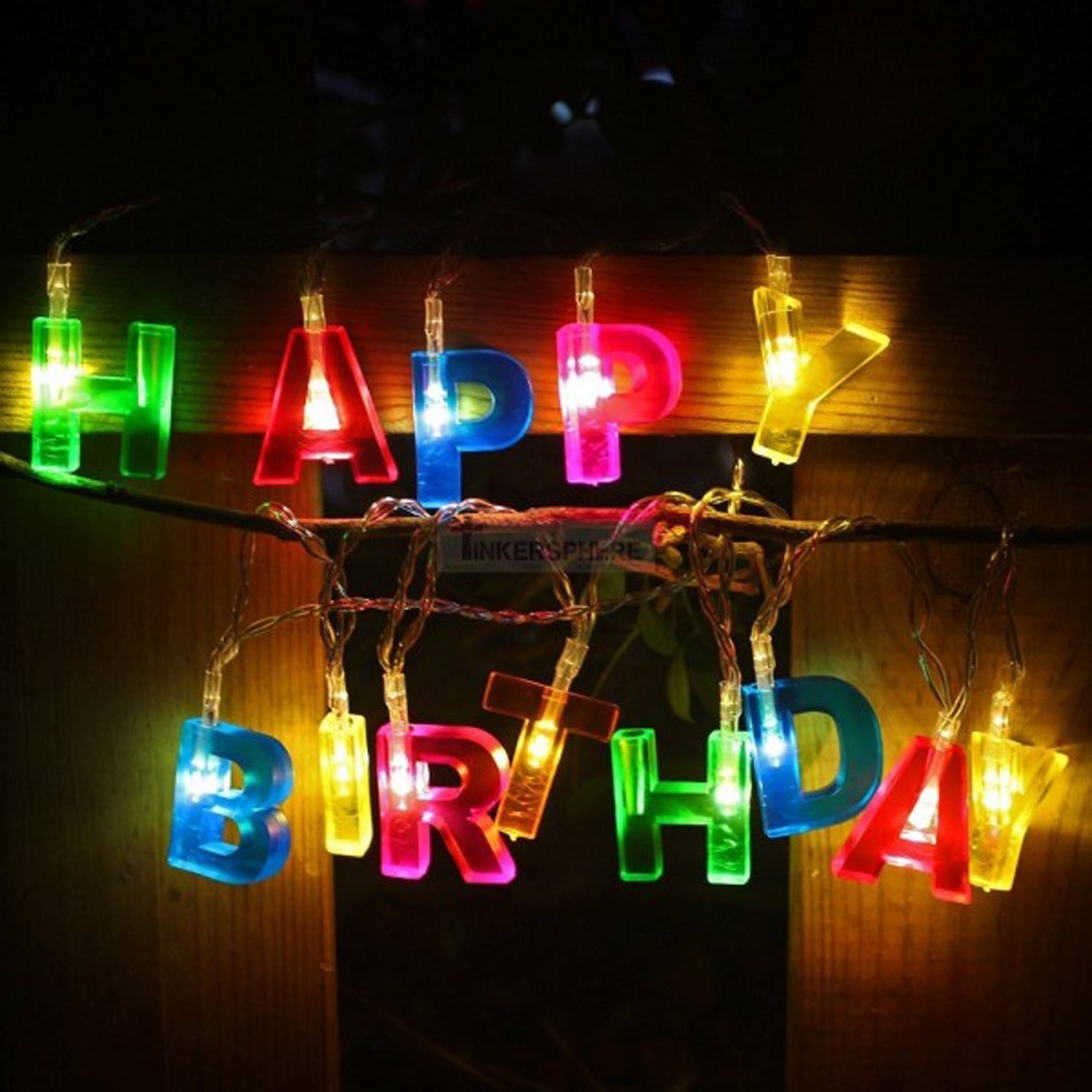 06_ed2cd4e3-235c-48c8-9f07-e052d8b11f83.jpg Decoratives Plastic Happy Birthday 13 LED Letter Battery Operated String Lights, Outdoor String Lights (Multicolour) - Image 1