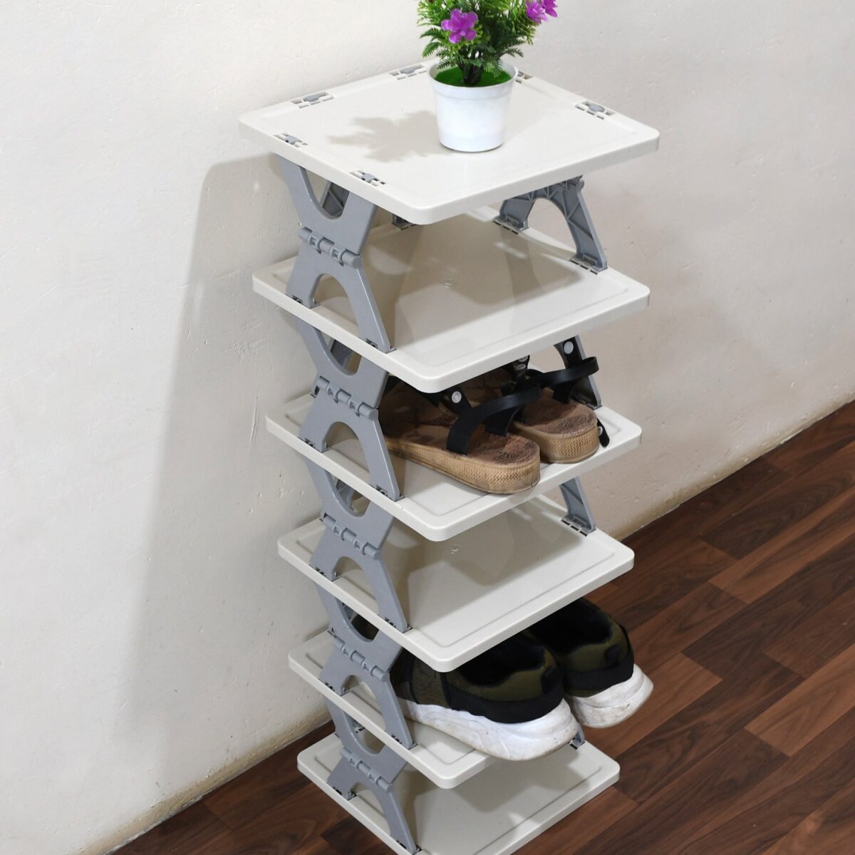 Smart Shoe Rack with 6 Layer Shoes Stand Multifunctional Entryway Foldable & Collapsible Door Shoe Rack Free Standing Heavy Duty Plastic Shoe Shelf Storage Organizer Narrow Footwear Home (Mix Color) - Image 6