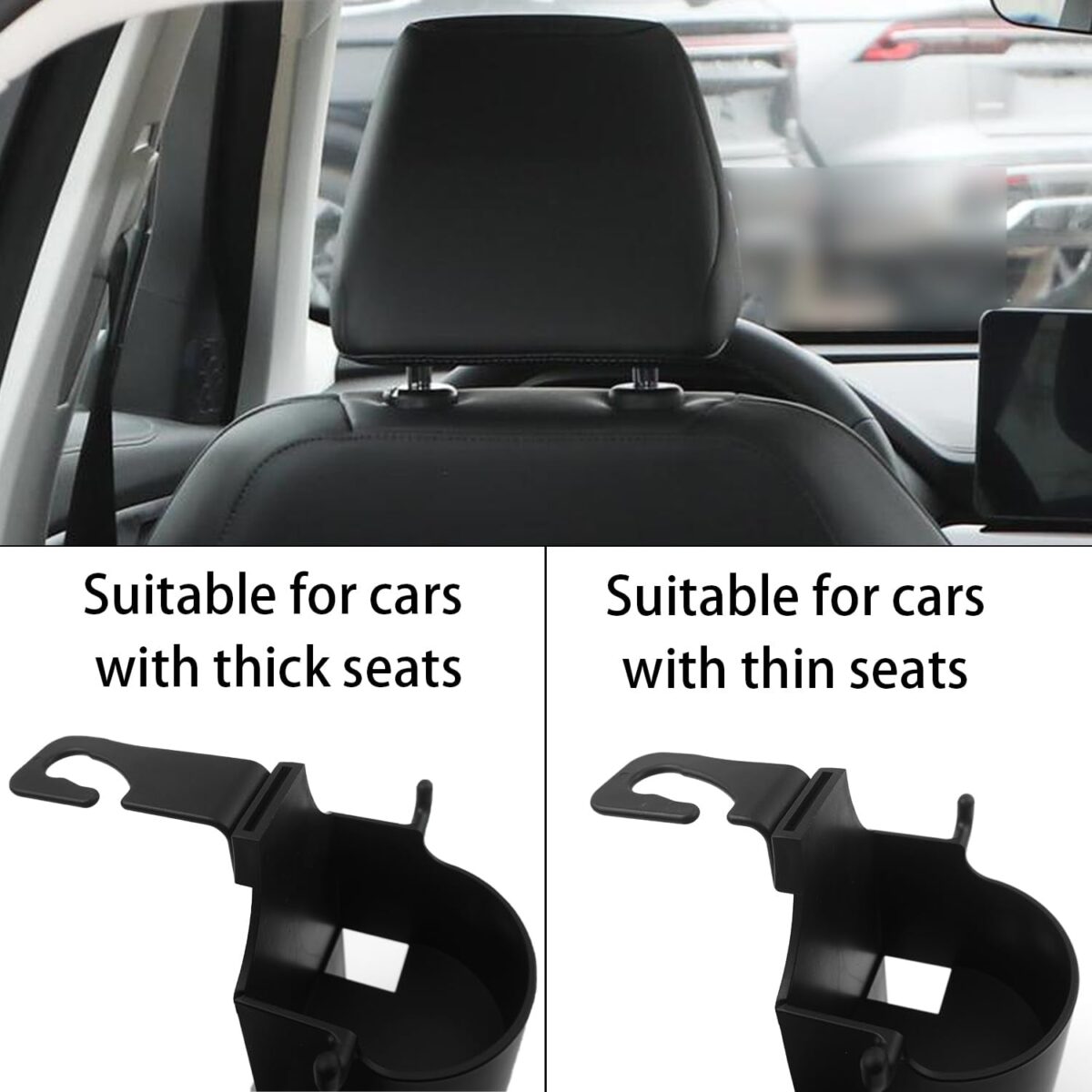 Car Headrest Backseat Organizer, 3 in 1 Automotive Cell Phone Drink cupholder Adapter with Headrest Hooks for Kids and Adults, Multifunctional Storage for Car Travel Accessories - Image 9