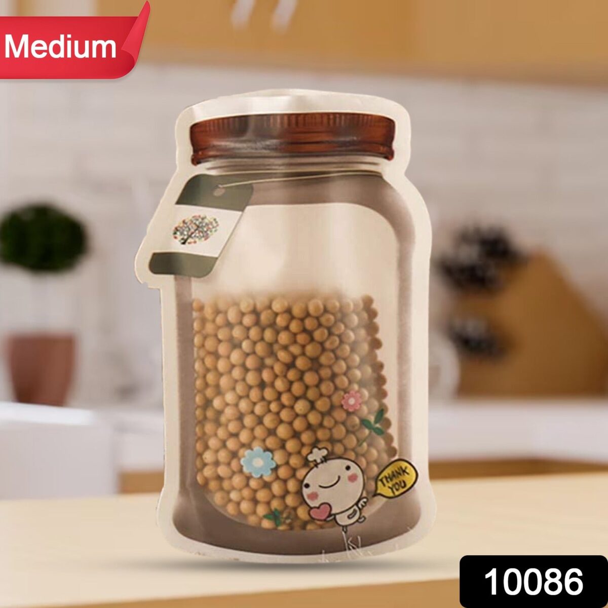 Plastic Transparent Medium Jar Shaped Pouch With Zipper (1 Pc) - Image 2