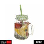 Drinking Cup / Glass / Mug Mason Jar with Handle & Straw - Image 2