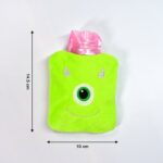 Green One-Eyed Monster Print Small Hot Water Bag with Cover for Pain Relief - Image 8