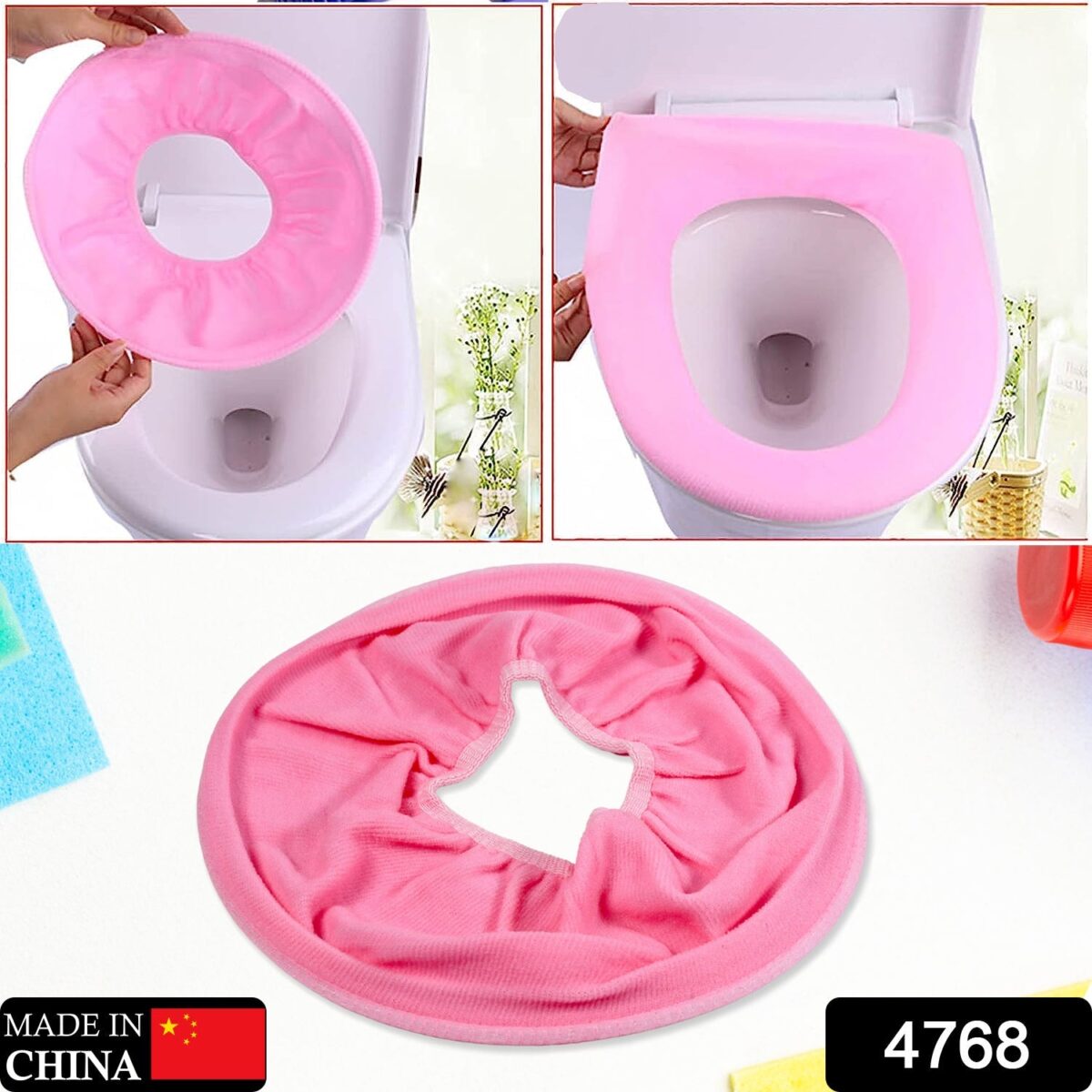 Bathroom Soft Thicker Warmer Stretchable Washable Cloth Toilet Seat Cover (1pc) - Image 3