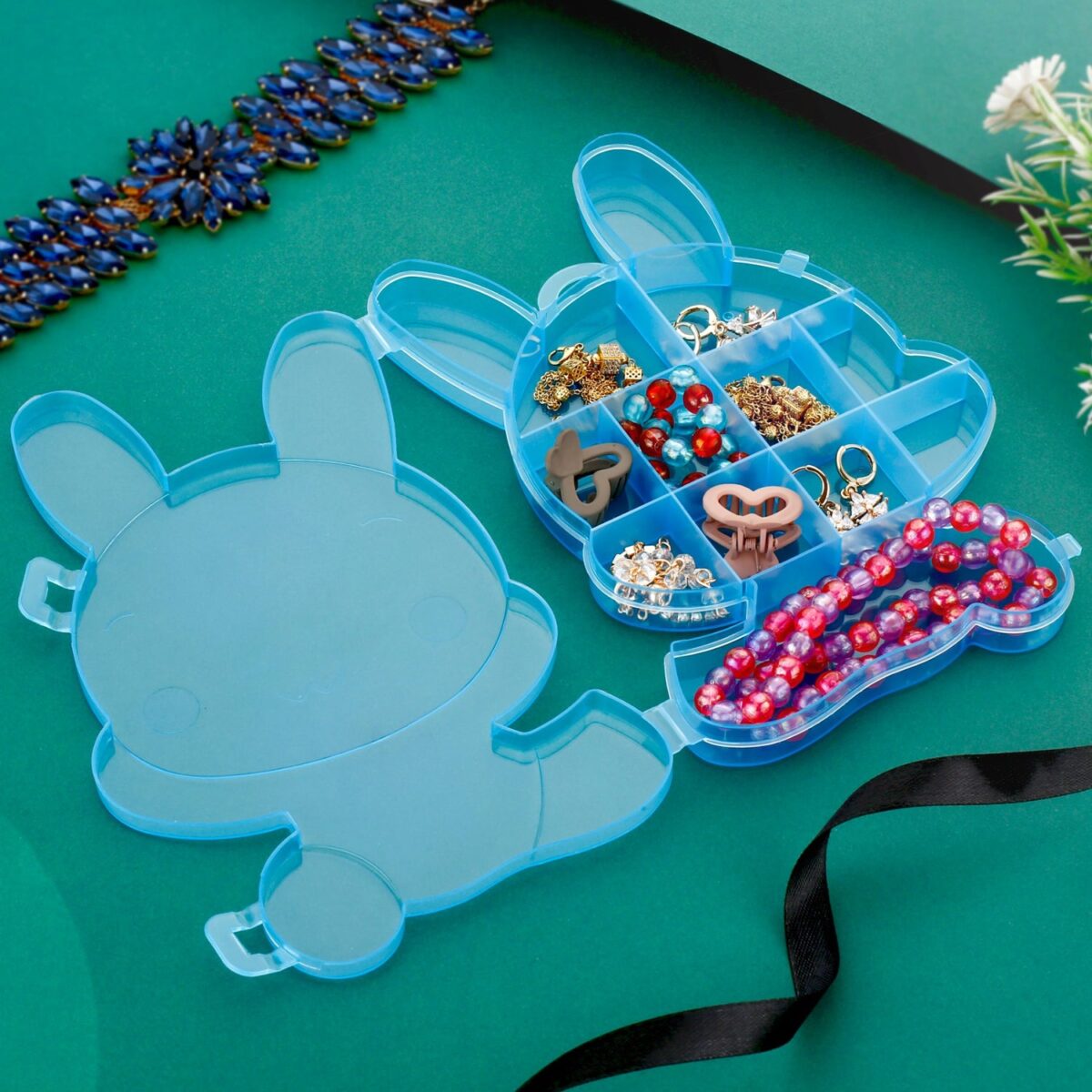 Transparent Cartoon Bear Clear Plastic Storage Box Jewelry Organizer Holder Cabinets For Small objects (1 Pc Mix Color) - Image 7