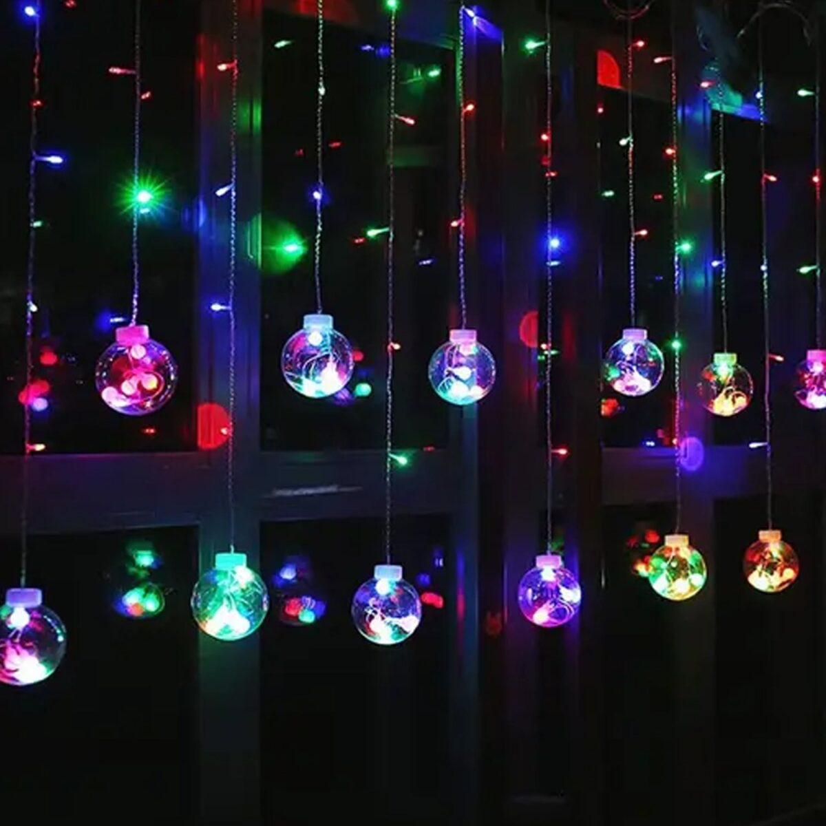 12  Wish Balls Window Curtain String Lights with 8 Flashing Modes Decoration for Home Decoration, Diwali & Wedding LED Christmas Light Indoor and Outdoor Light ,Festival Decoration (Plastic, Multi Color) - Image 4