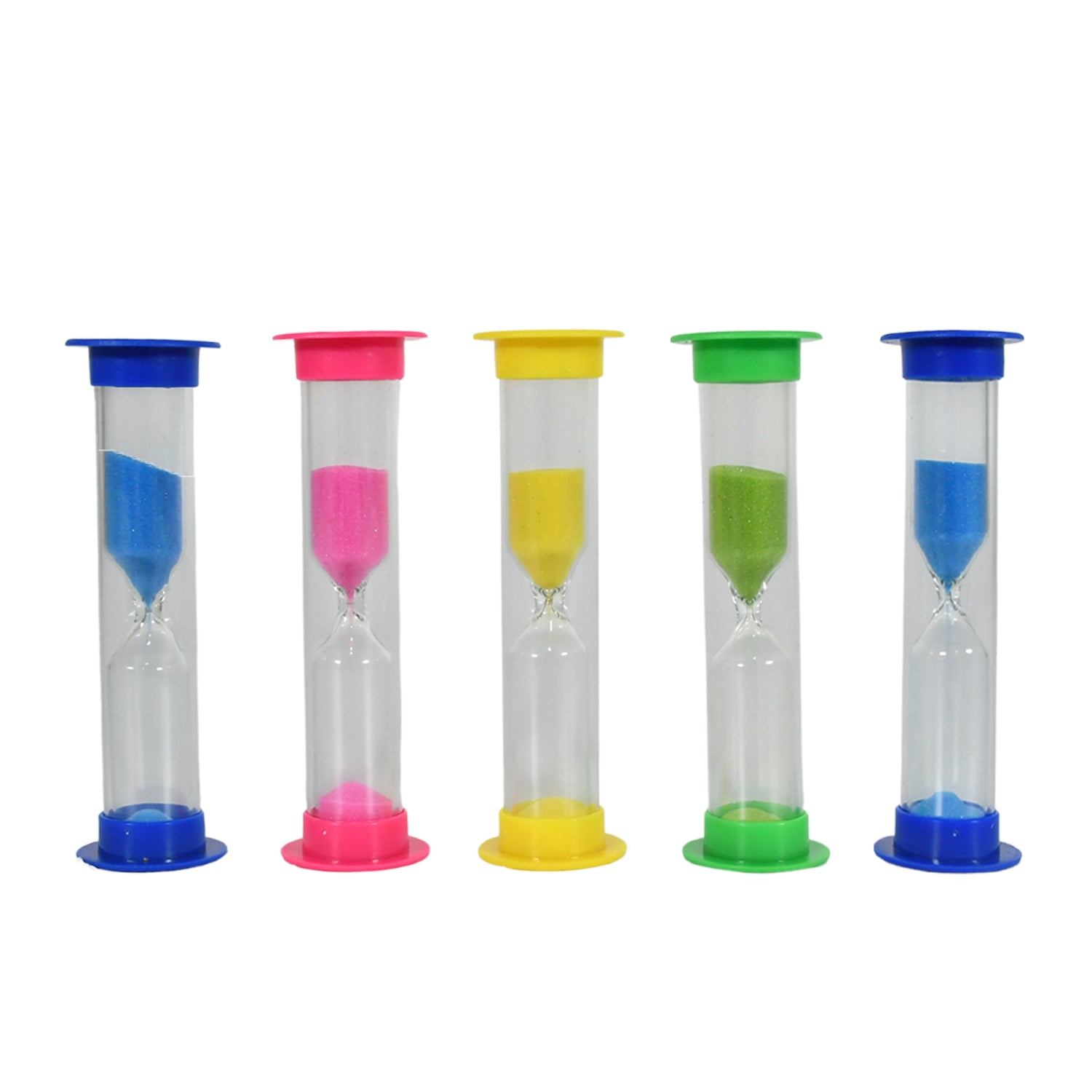 07_4c510160-3452-4746-b865-f1637072dfe2.jpg Plastic Hourglass Sand Timer Set ââ¬â 3-Min Sand Clock for Kitchen, Office, School & Kids (5 Pc) - Image 4