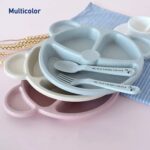 Kids 3 Compartment Food Tray / Plates With Spoon & Fork (1 Set) - Image 7