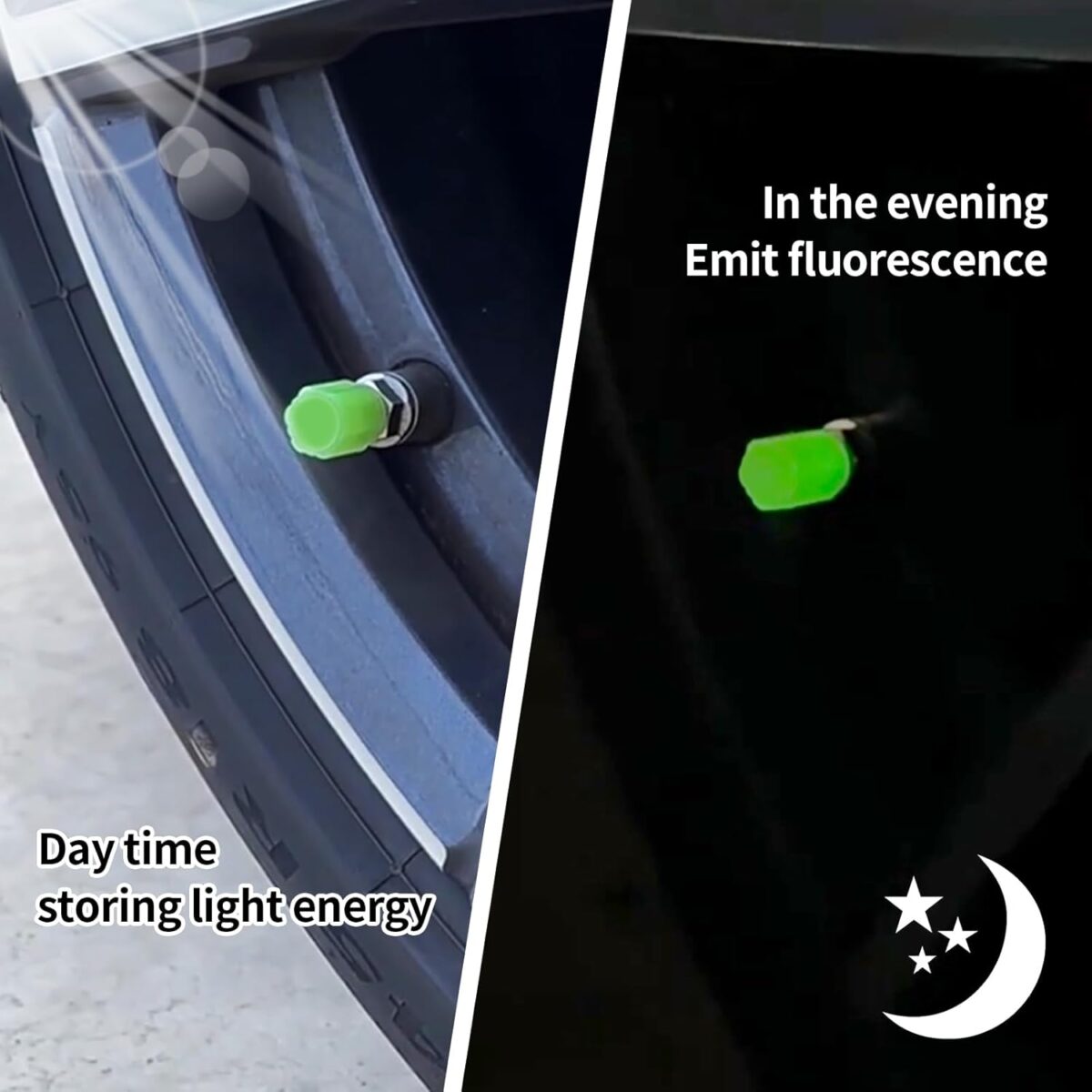 Tyre Valve Caps Luminous Glow Car Tire Valve Cap Covers vaal cap (4 Pcs Set) - Image 5
