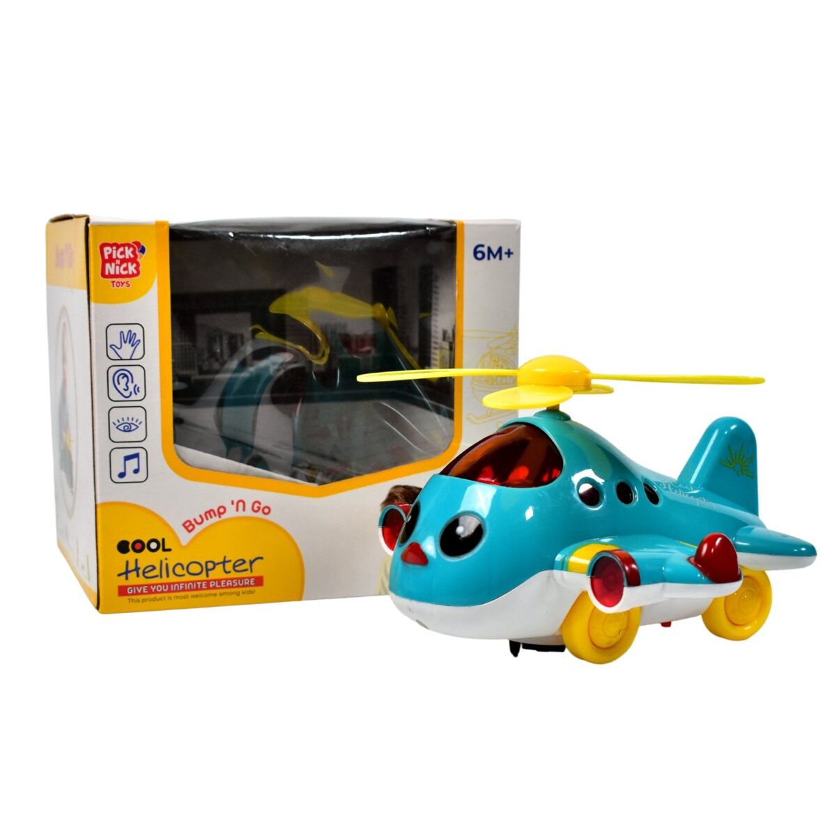 Helicopter Airplane Musical Toy - Electronic Moving Plane with Lights, for 6-18 Months, Encourages Crawling - Image 4