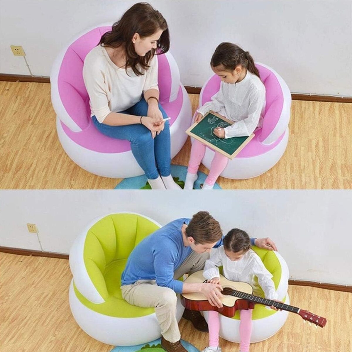 Kids inflatable sofa chair with backrest & Foot Air Pump with Hose (1 Set / 85x74 Cm Approx) - Image 8