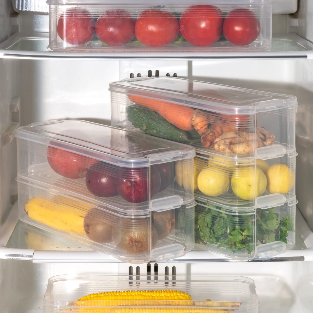 3 Fridge Storage Container, Fridge Organizer with Lid Stackable Fridge Storage Containers Plastic Freezer Storage Containers for Fish, Meat, Vegetables, Fruits, Pack of 3pcs, 1500ML Approx - Image 7
