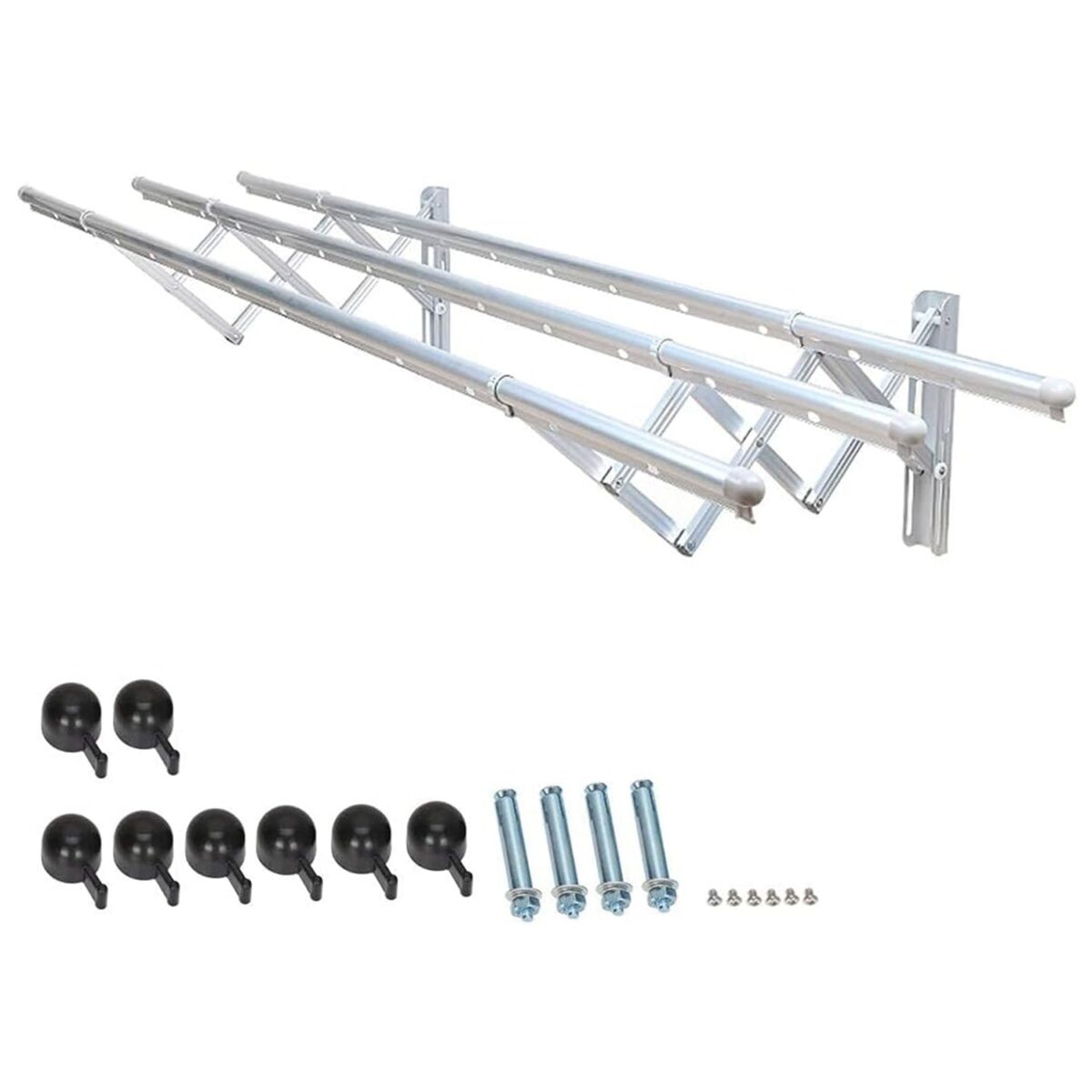 Clothes Rail Rack Clothes Drying Racks, Airer Clothes Drying Rack Wall Mounted Clotheshorse Clothes Airer Washing Cloth Line Extendable Fold Towel Rack Bar for Bathroom Indoor Outdoor - Image 1