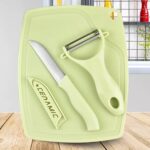 Plastic Kitchen Peeler - Green & Classic Stainless Steel 3-Piece Knife Set Combo - Image 5