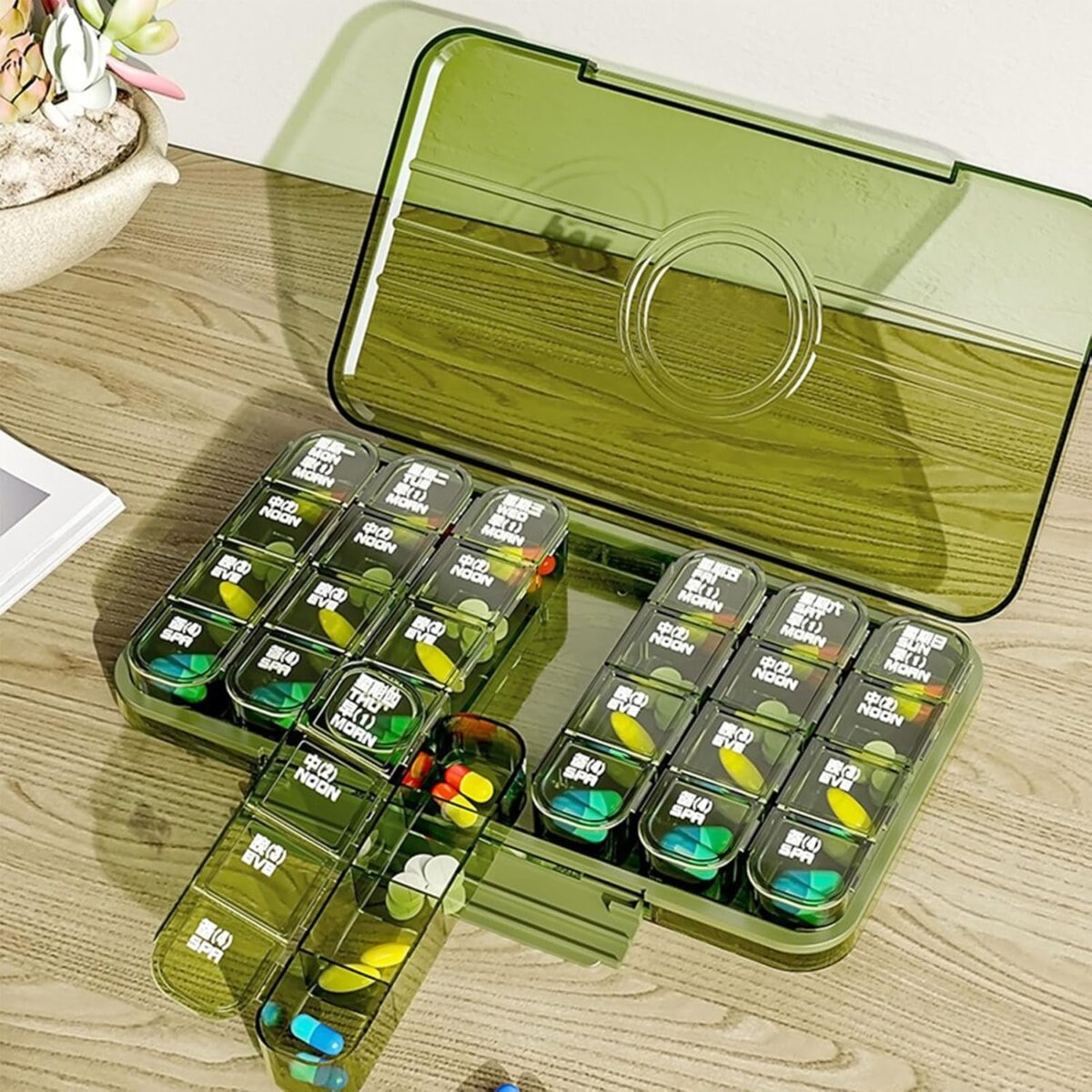 Portable Weekly Pill Box Organiser Daily Pill Keeper 21 Grid Container (1 Pc) - Image 1