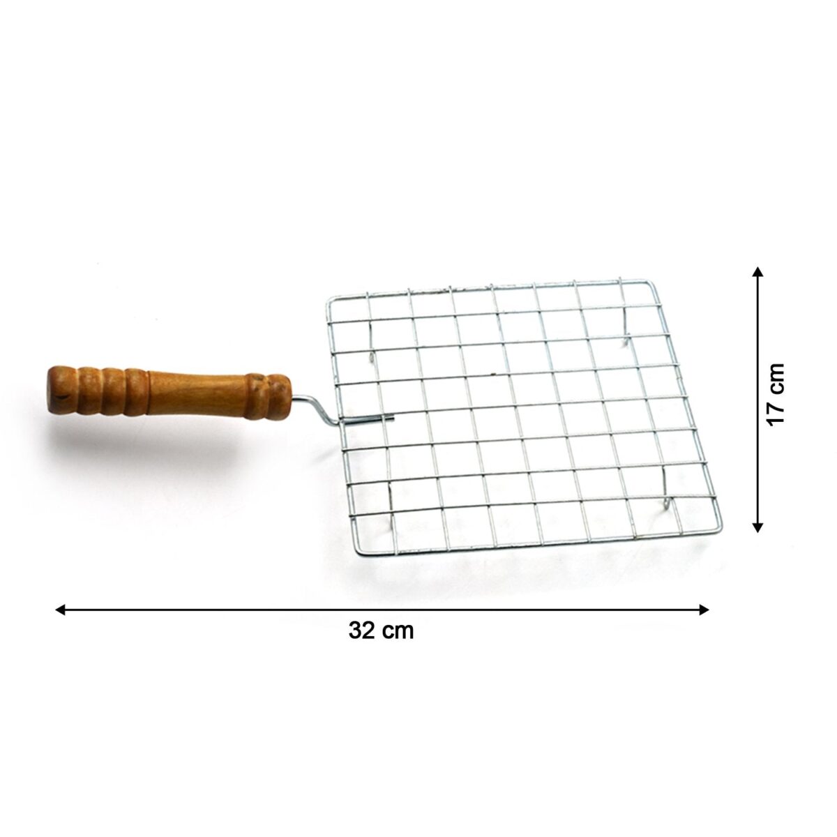 Square Stainless Steel Barbecue Grill with Wooden Handle - Image 5