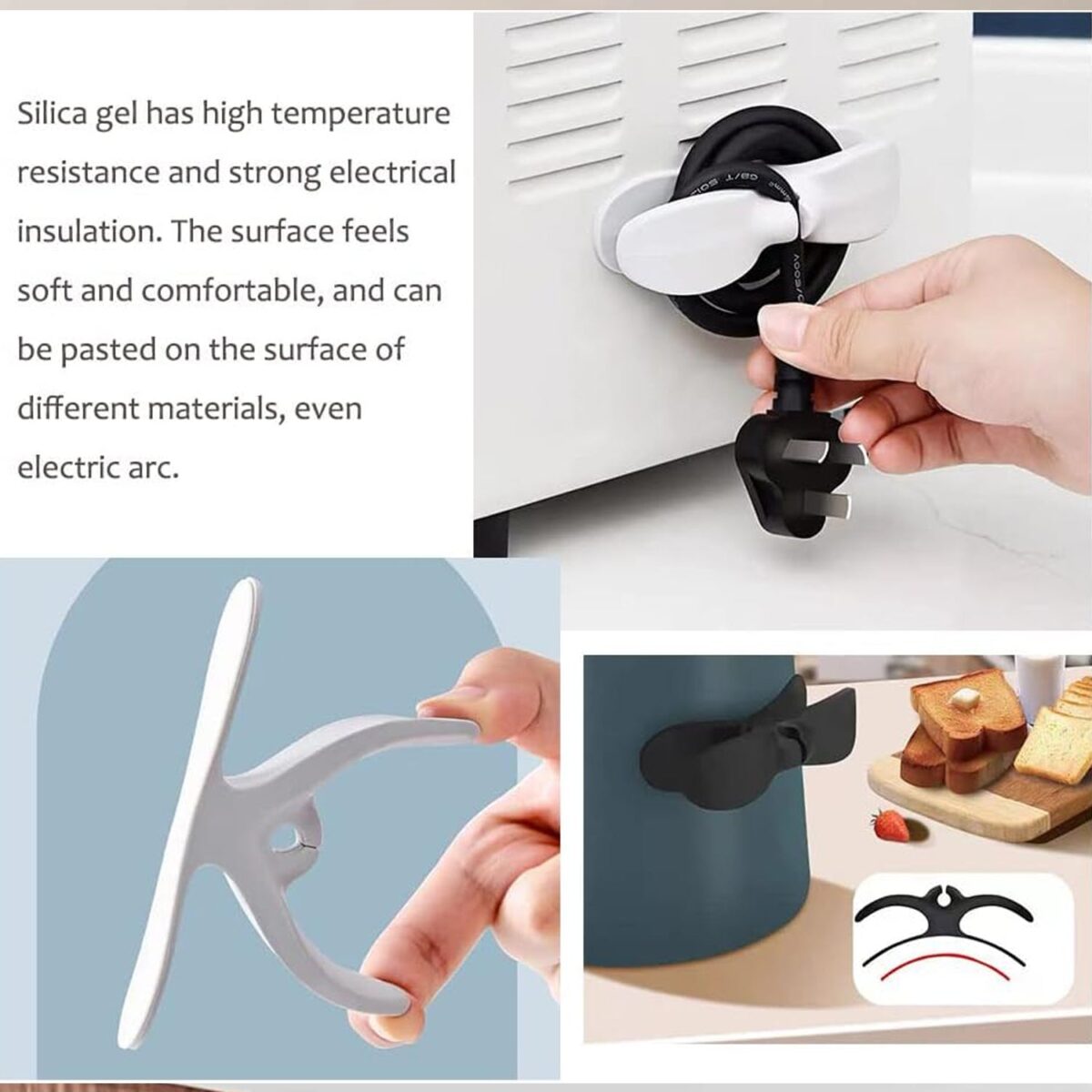 Power Plug Holder Organizer for Appliances Tidy Cord Winder Cable Organizer Self Adhesive Wire Wrap Holder for Coffee Maker Pressure Etc (1 Pc / 8x3 Cm / Small) - Image 6