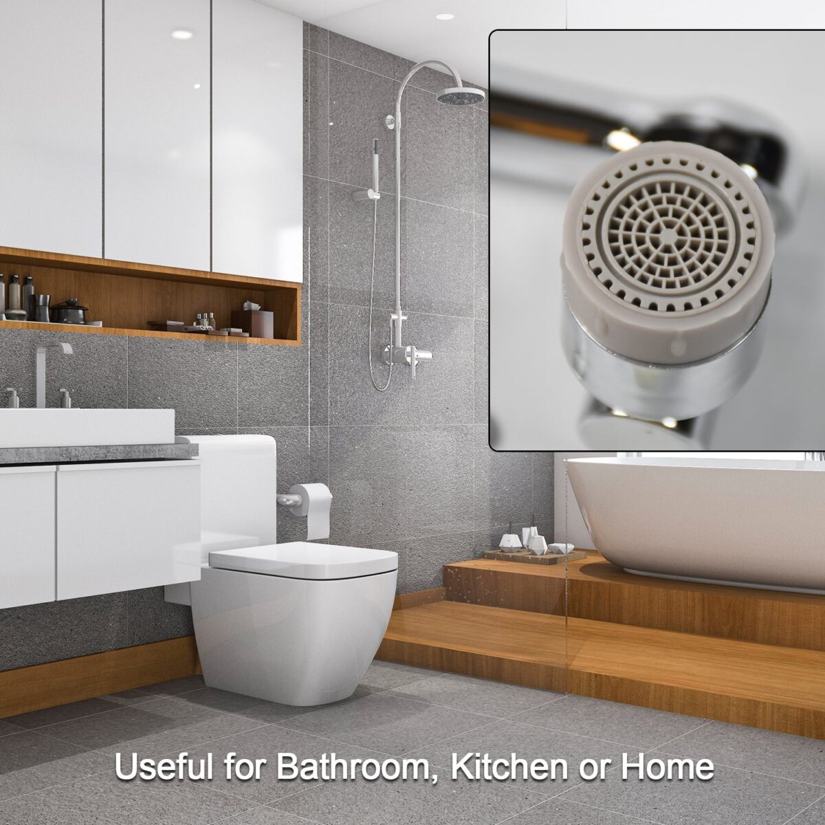 Splash Faucet Filter Ã¢â‚¬â€œ 180Ã‚Â° Rotating Sprayer, Double O-Ring, Movable Water-Saving Sink Aerator Extender (Loose) - Image 3