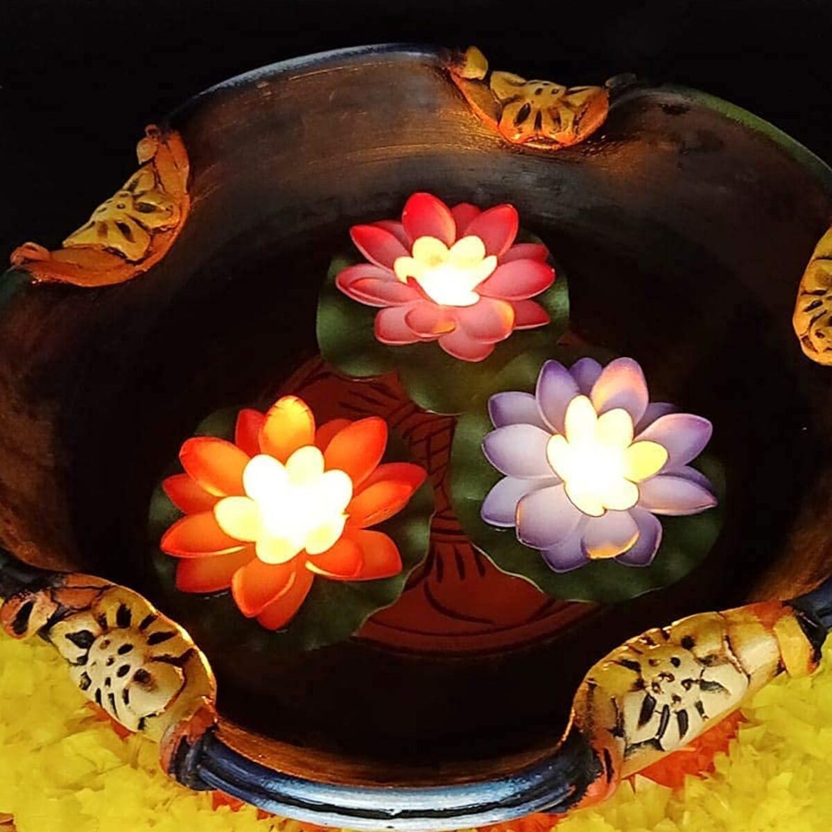 Water Floating Smokeless Candles & Lotus Flowers Sensor Led TeaLight for Outdoor and Indoor Decoration - Pack of 6 Candle (Pack of 6) - Image 6