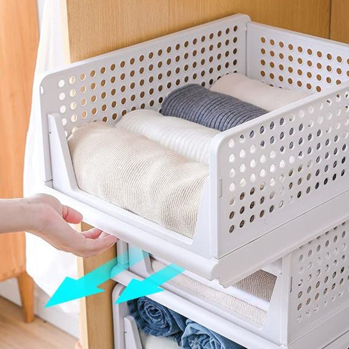 3 Layer Clothes Organizer for Wardrobe Cupboard Organizer for Clothes Foldable and Stackable Closet Organizer Drawer Organizer for Clothes, Multi Purpose Plastic Drawer - Image 3