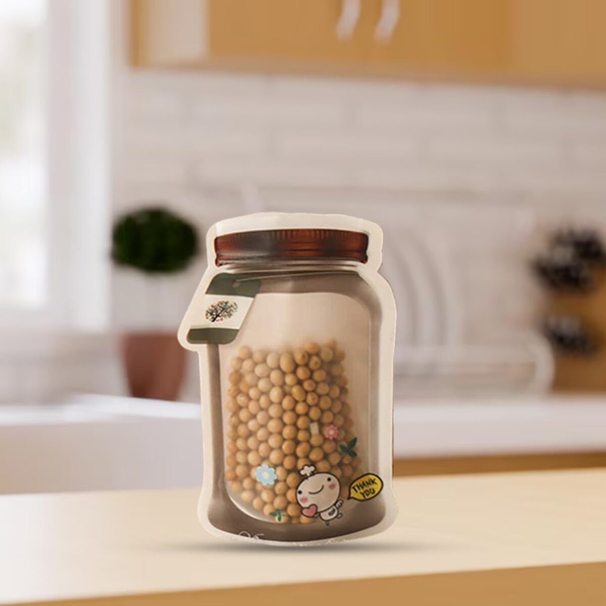 Plastic Transparent Medium Jar Shaped Pouch With Zipper (1 Pc) - Image 7