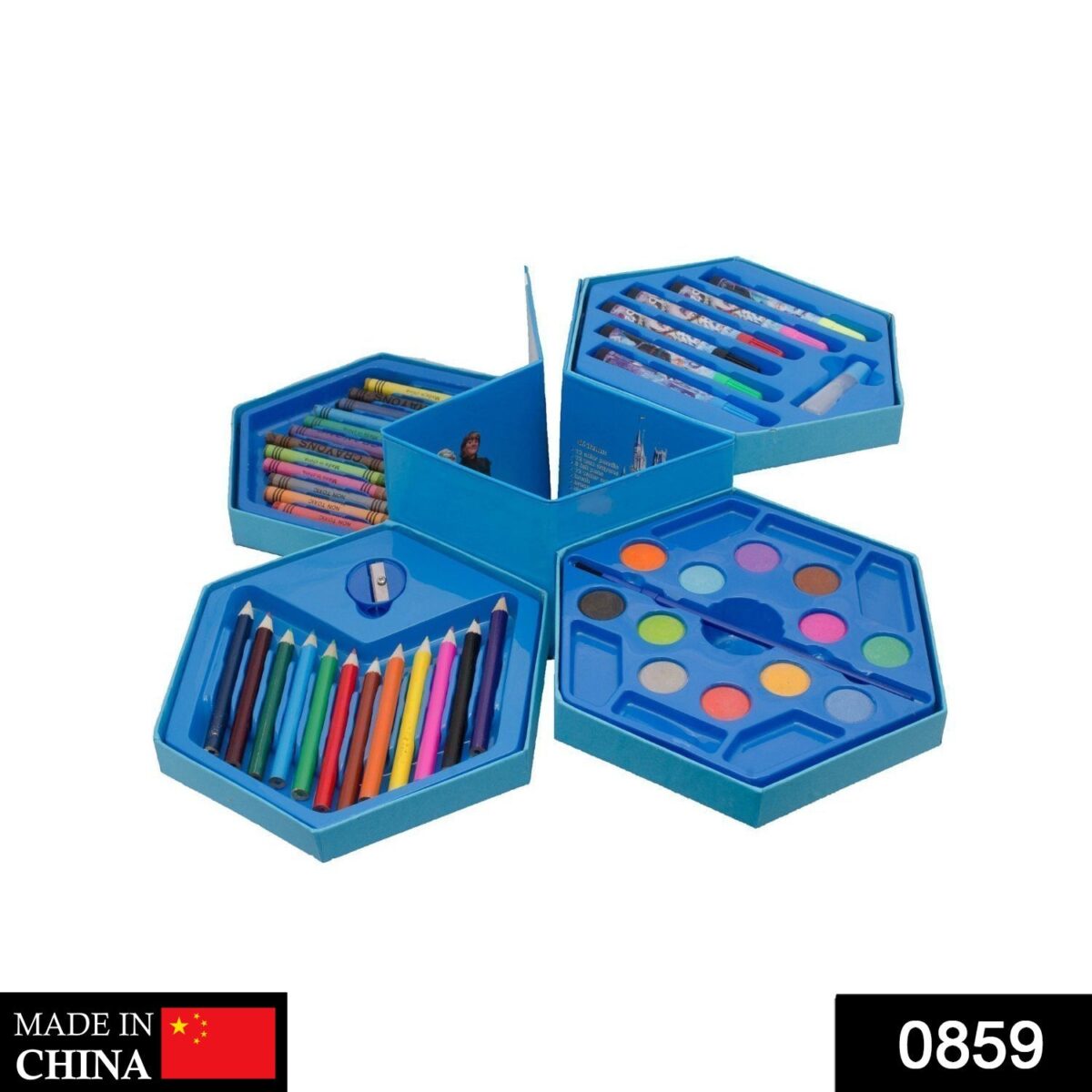 46 Pcs Plastic Art Colour Set with Color , Crayons, Oil Pastel and Sketch Pens - Image 2