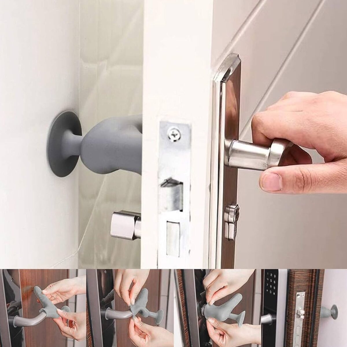 Silicone Door Handle Cover with Suction Cup (1 Pc / Mix Color) - Image 3