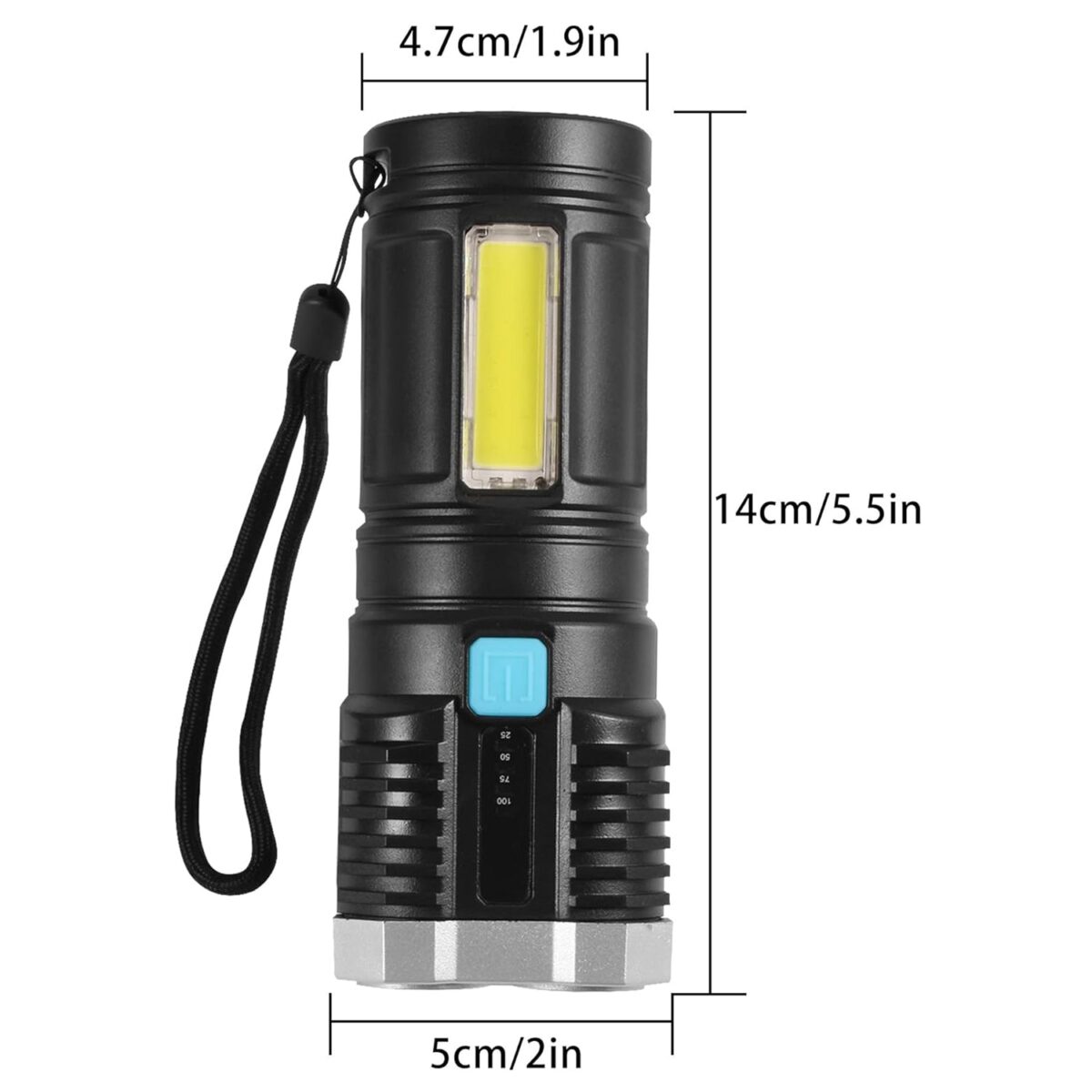 Multifunctional Strong 4 LED Torch Light, Portable Rechargeable Flashlight Long Distance Beam Range 800 Lumens COB Light 4 Mode Emergency for Hiking, Walking, Camping (4 LED Torch) - Image 8