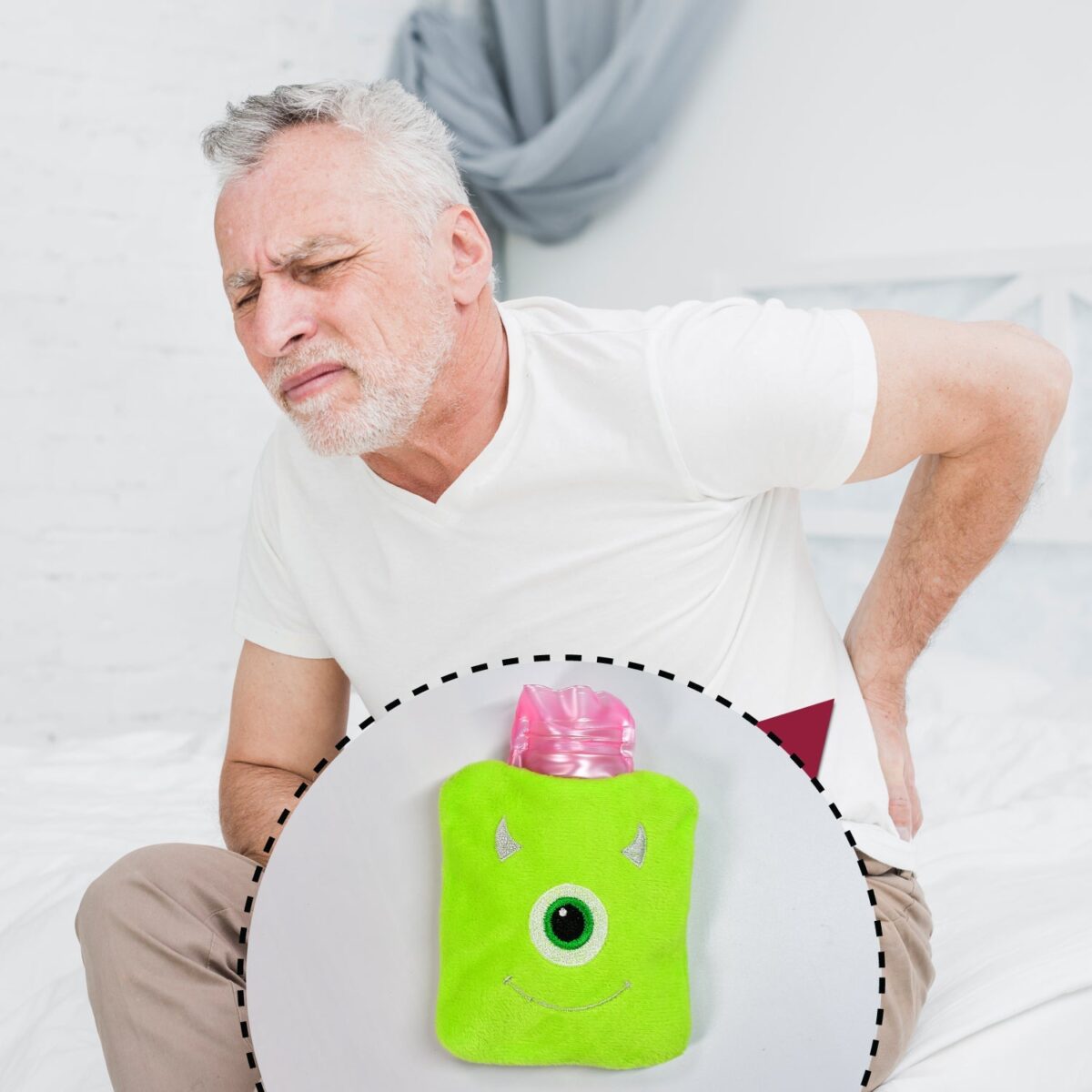 Green One-Eyed Monster Print Small Hot Water Bag with Cover for Pain Relief - Image 6