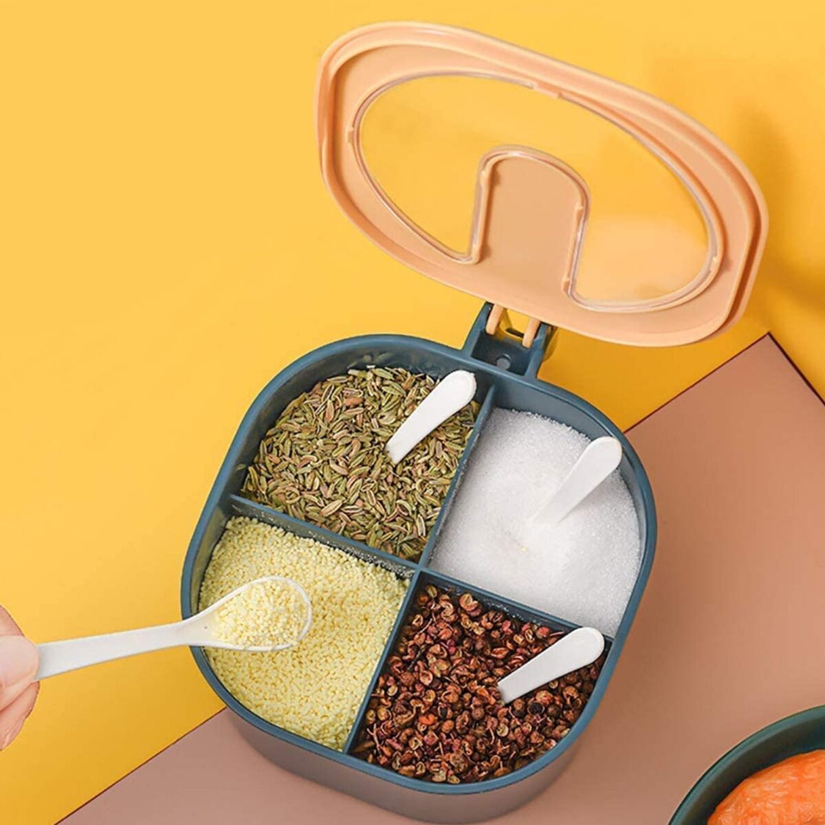 Fancy 4-Section Masala Box for Kitchen Storage (Spice Container) - Image 3