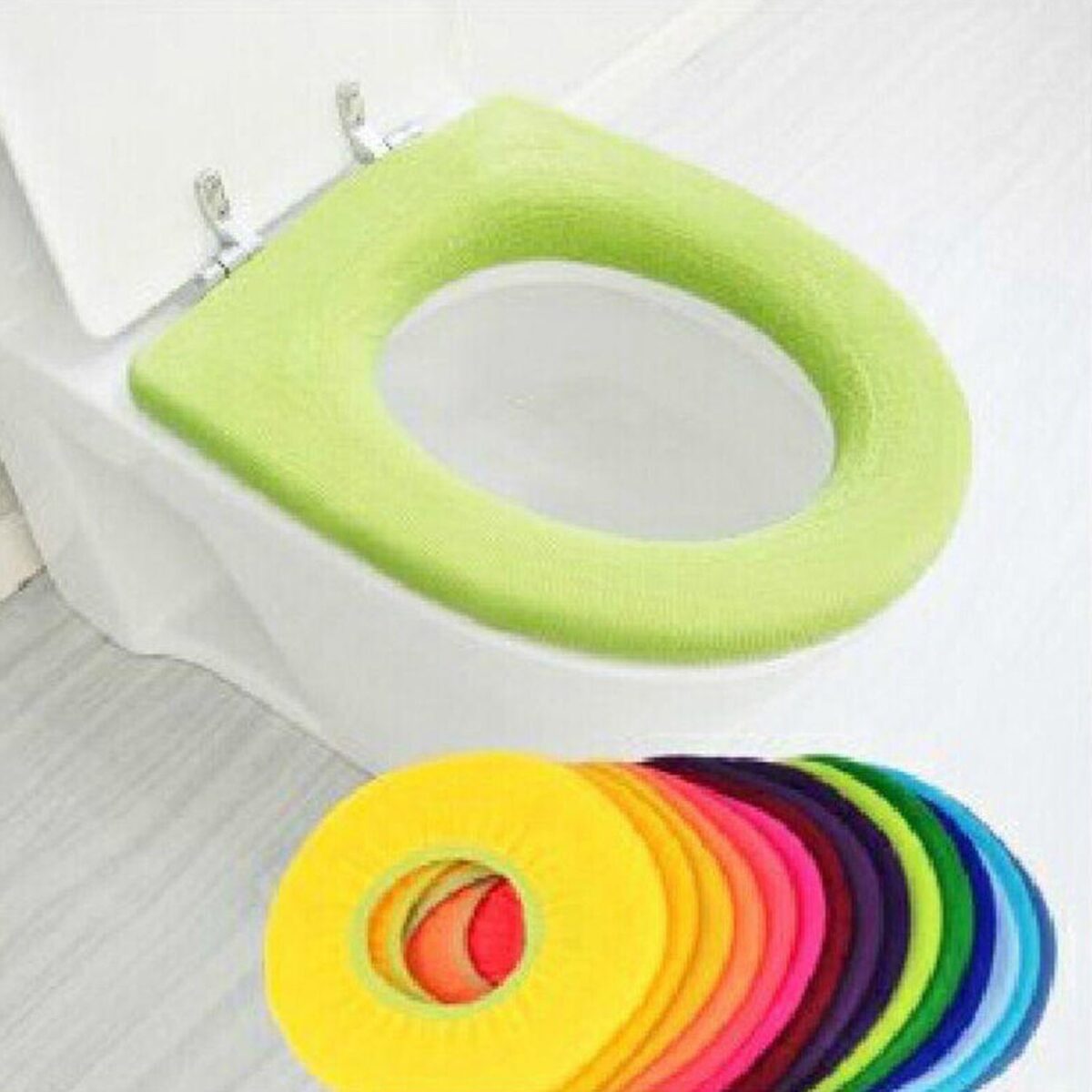 Bathroom Soft Thicker Warmer Stretchable Washable Cloth Toilet Seat Cover (1pc) - Image 8