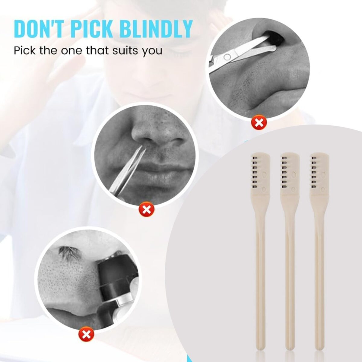 Nose Hair Removal Trimmer Nose Hair Remover Razor Kit Blade (3 Pcs Set) - Image 5
